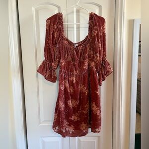 Velvet Floral Mini Dress